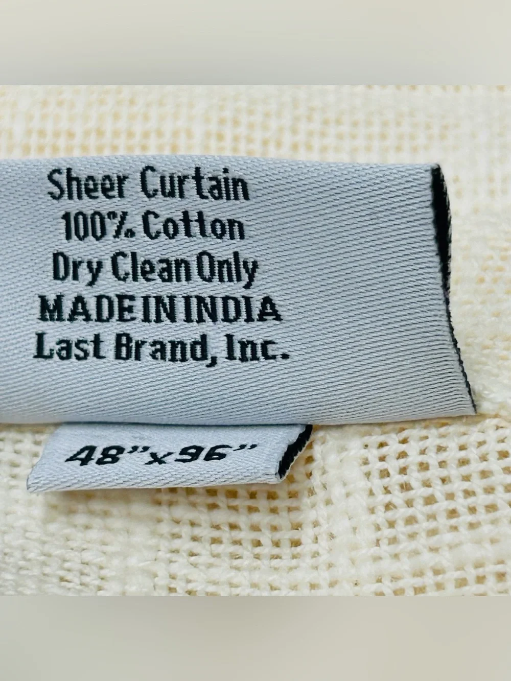 NWT QUINCE Set Of 2 48x96 Cotton Sheer Curtains Ivory 8941